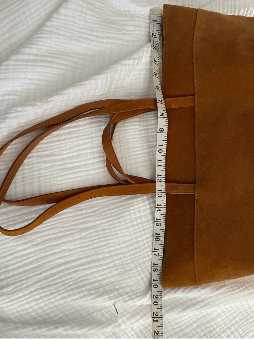 Madewell Essentials Suede Tote in Cognac Brown - Picture 9 of 12